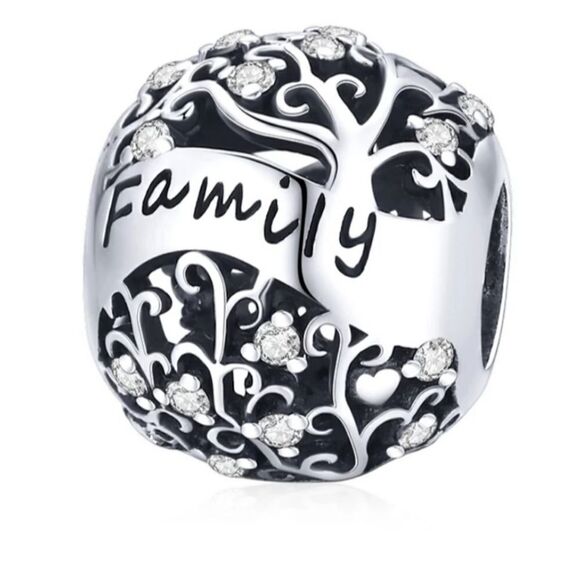 925 Sterling Silver Family Tree Charm - Picture 1 of 8